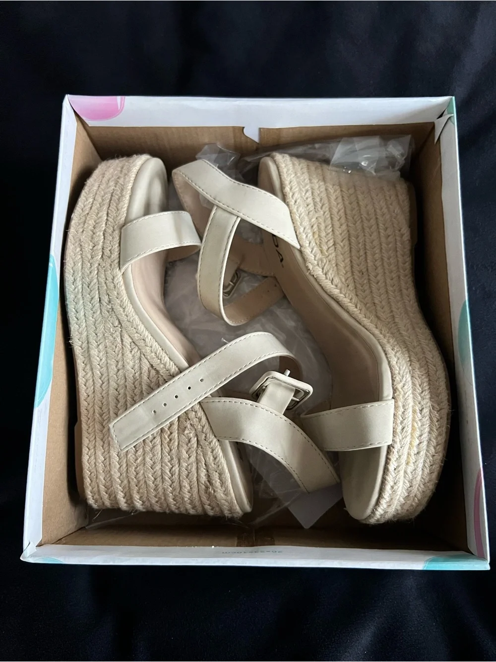 Womens Soda Bone Espadrille Wedge Sandals - Neutral Strappy Platform